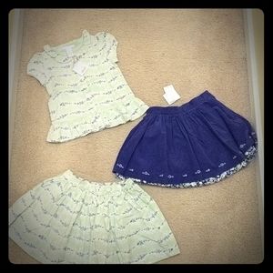 Janie and Jack Girls Top and Skirts set.